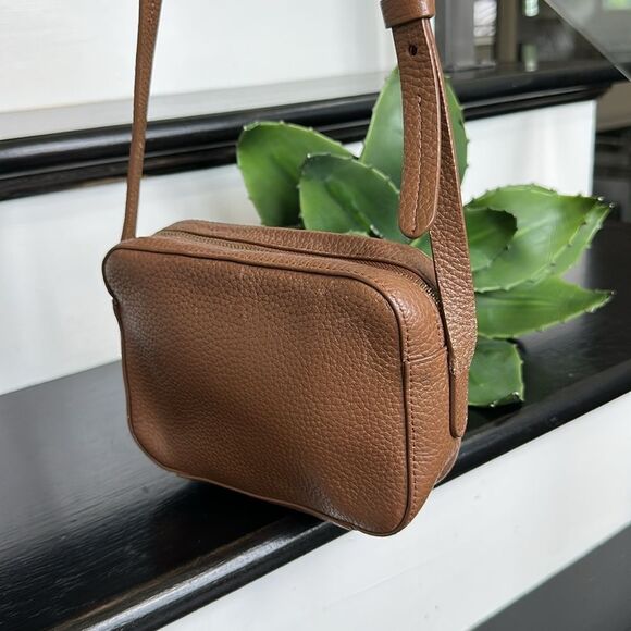 J.Crew Genuine Leather Crossbody Shoulder Purse Saddle Brown Pebbled - Picture 4 of 8